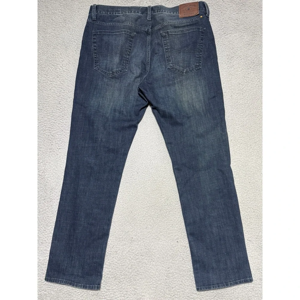 Lucky Brand Heritage Slim Dark Wash Denim Blue Jeans Mens 34 x 30 Stretch